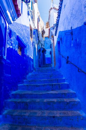 Blue streets of chefchaouen, Moroccoの写真素材
