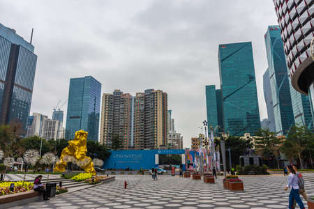 SHENZHEN, CHINA, 02 JANUARY 2020: Businessmen in Shenzhen financial districtのeditorial素材