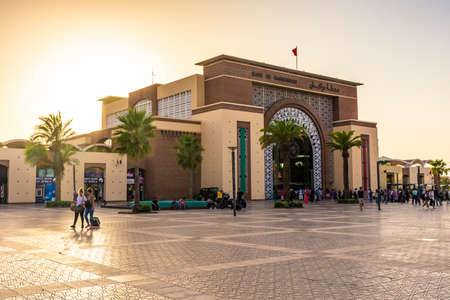 MARRAKECH, MOROCCO, 25 AUGUST 2018: Square of the train station of Marrakechのeditorial素材