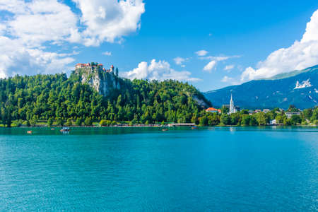 View of the Castle of Lake Bled, Sloveniaのeditorial素材