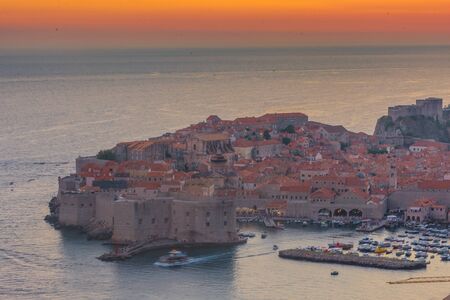 Amazing sunset over Dubrovnik, Croatiaの写真素材