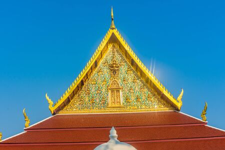 Golden roof of a temple in Bangkok, Thailandの写真素材