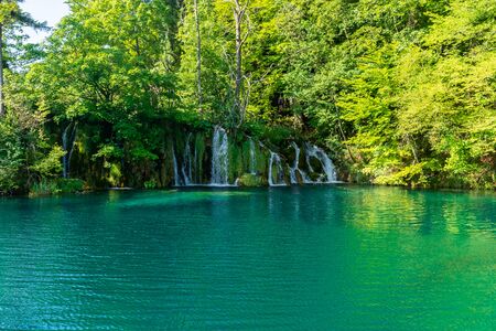 The crystal water of Plitvice Lakes, Croatiaの写真素材