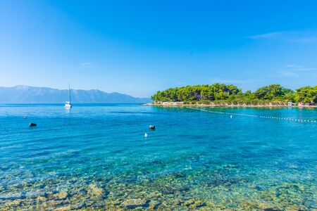 Amazing beach of the Sucuraj Harbor, Hvar, Croatiaの写真素材