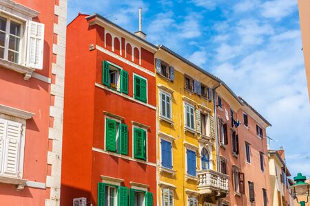 Colorful buildings in Rovinj, Croatiaの写真素材
