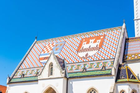 Beautiful roof of the St. Mark's Church, Zagreb, Croatiaの写真素材