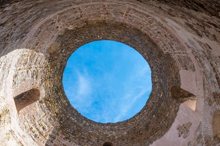 Hole in the roman ruins of the Diocletian Palace, Split, Croatiaのeditorial素材