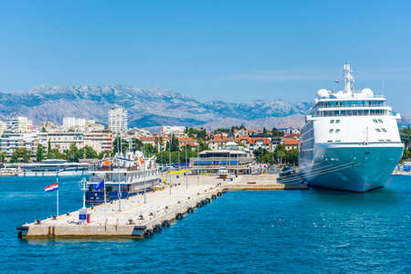 SPLIT, CROATIA, 7 AUGUST 2019: Big ship in the harbor of Splitのeditorial素材