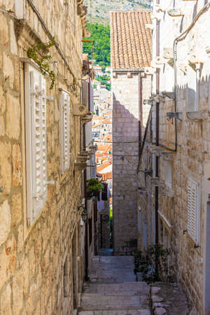 Street view of Dubrovnik old town, Croatiaのeditorial素材