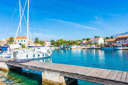 SUCURAJ, CROATIA, AUGUST 9 2019: Boat in the dock of Sucuraj, Island of Hvar