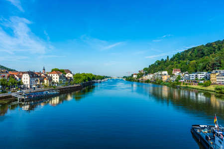 HEIDELBERG, GERMANY, 20 JULY 2020: Neckar river from the bridge of heidelbergのeditorial素材