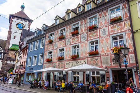 FREIBURG IM BRISGAU, GERMANY, 18 JULY 2020: The Hotel Baren is the most ancient hotel in Europeのeditorial素材