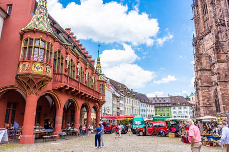 FREIBURG IM BRISGAU, GERMANY, 18 JULY 2020: Market Square of Freiburgのeditorial素材