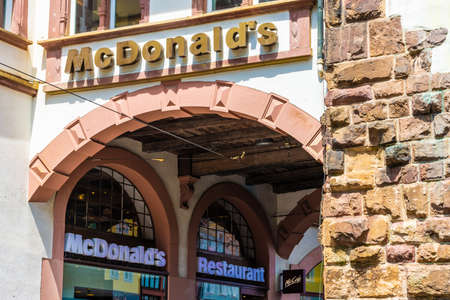 FREIBURG IM BRISGAU, GERMANY, 18 JULY 2020: Mc Donald's under the gate of Freiburgのeditorial素材