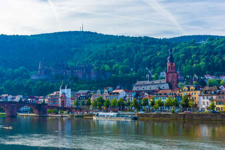 HEIDELBERG, GERMANY, 20 JULY 2020: City and castle of Heidelberg on Neckar riverのeditorial素材