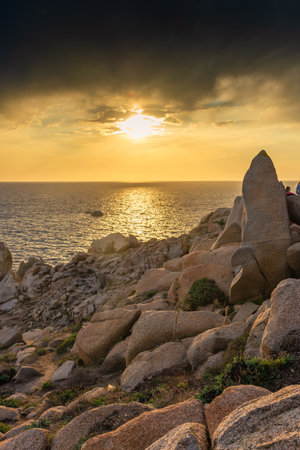 Amazing sunset over the Moon Valley of Sardinia, Italyの写真素材