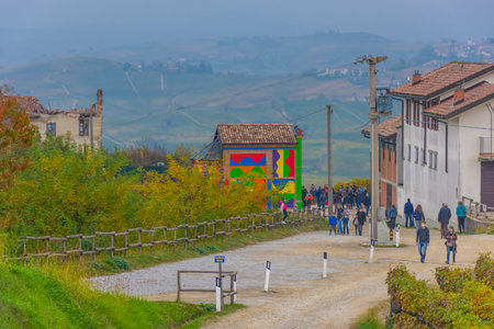 BAROLO, ITALY, 24 OCTOBER 2020: The colorful Barolo Chapel of the Langhe