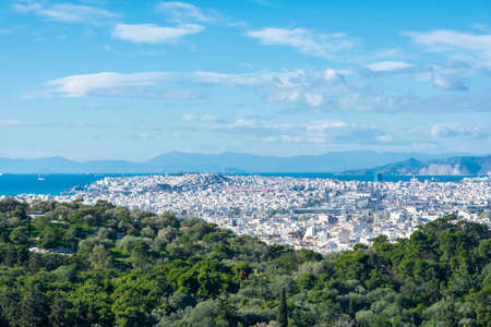 Cityscape of Athens and the Aegean Sea, Greeceの写真素材