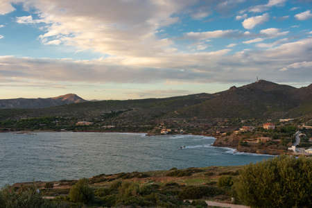 View of Athens Riviera from Cape Sounion in Greeceの写真素材