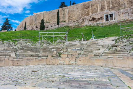 ATHENS, GREECE, 12 DECEMBER 2021: Ancient Theater of Dyonisus in the Acropolisの写真素材