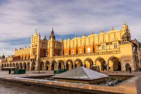KRAKOW, POLAND: The Cloth Hall at sunriseの写真素材