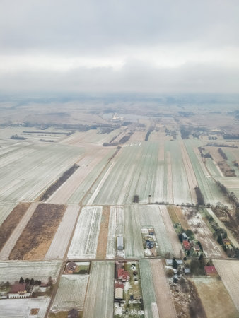 Aerial view of the countryside in Polandの写真素材