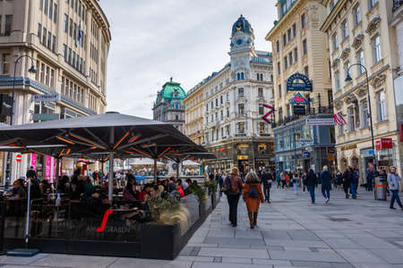 VIENNA, AUSTRIA, FEBRUARY 19 2022: Main walking street of Vienna City centerのeditorial素材