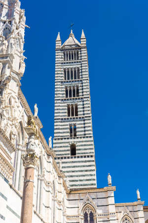 Belltower of Siena Cathedral, Tuscany, Italyの写真素材