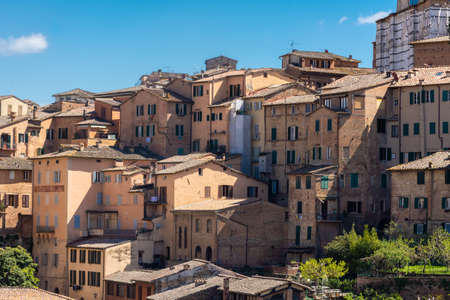 Siena, Italy, 17 April 2022: Beautiful cityscape of the medieval historic centerのeditorial素材