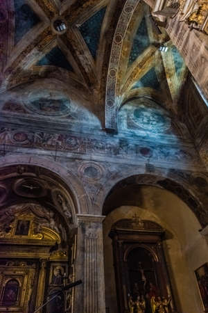 San Gimignano, Italy, 15 April 2022: Beautiful frescoes in the medieval cathedralのeditorial素材