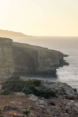 Sunset over the cliffs of Mellieha, Maltaの写真素材
