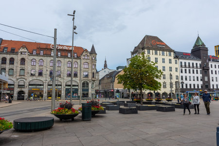 Oslo, Norway, 7 August 2022: Square in front of the railway stationのeditorial素材