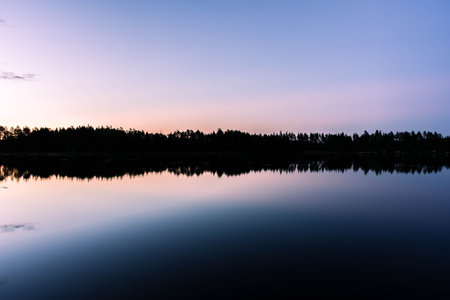 Sunset over a beautiful lake in Sweden