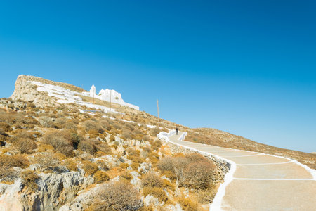 Chora white village of Folegandros, Cyclades islands, Greeceの写真素材