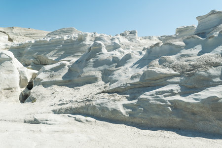 Sarakiniko white rock volcanic beach in Milos, Greeceの写真素材