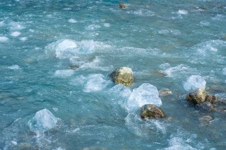 Iceberg under the Nigardsbreen Glacier, beautiful blue melting glacier in the Jostedalen National Park, Norwayの写真素材