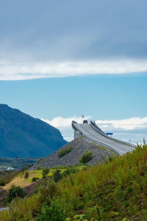 The Atlanterhavsveien, the Atlantic Road over the Ocean in Norwayの写真素材