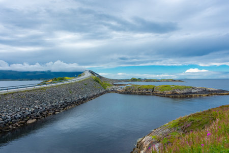 The Atlanterhavsveien, the Atlantic Road over the Ocean in Norwayの写真素材