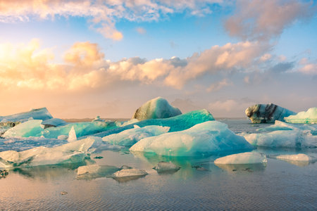 Beautiful landscape of the icebergs in the Glacier Lagoon, Icelandの写真素材