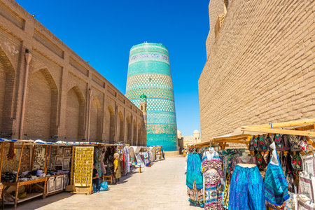 Khiva, Uzbekistan, 15 August 2023: Merchants in the Itchan Kalaの写真素材