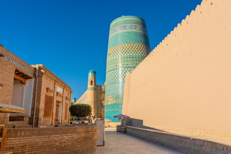 View of the Itchan Kala, historic center of Khiva, Uzbekistanの写真素材