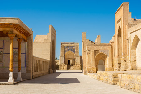 Gates of Chor Bakr Necropolis, Bukhara, Uzbekistanの写真素材