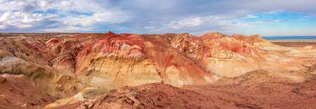 Panorama of the Red Canyon of the Aral Sea, Uzbekistanの写真素材