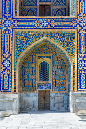 Arch of the Madrasah of Registan Square in Samarkand, Uzbekistanの写真素材