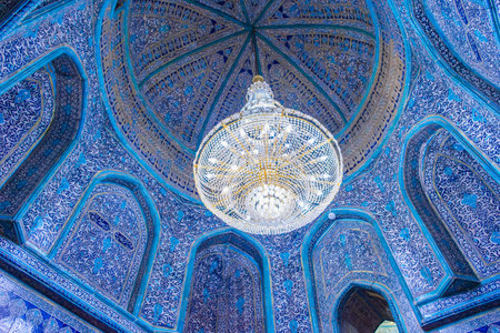 Khiva, Uzbekistan, 15 August 2023: Azure dome in the madrasa of the Itchan Kalaの写真素材