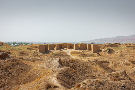 Ruins of Ancient Panjakent, old settlement in Tajikistanの写真素材