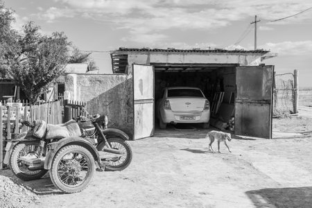 Karakalpakstan, Uzbekistan, 18 August 2023: village of Qubla-Ustyurt in the territory of the Aral Seaの写真素材