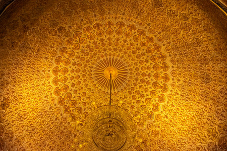 The golden dome of the Gur i Amir Mosque of Samarkand, Uzbekistanの写真素材