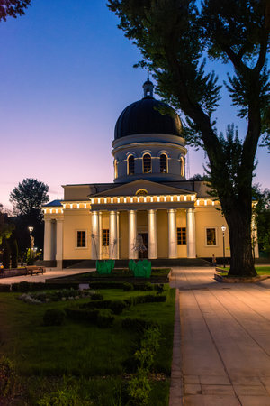 Cathedral of Chisinau by night, Moldovaの写真素材