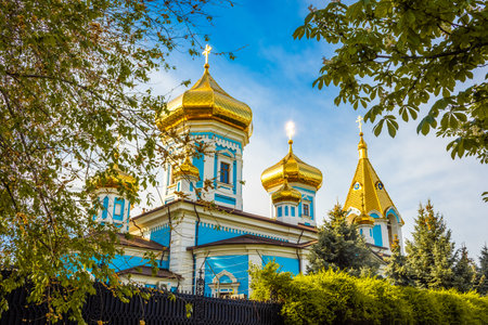 Golden domes of the Ciuflea Monastery of Chisinau, Moldovaの写真素材